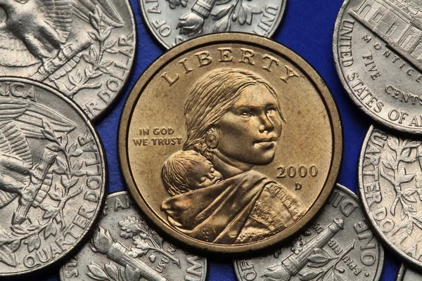 Coins of USA. Sacagawea Dollar — Stock Photo, Image