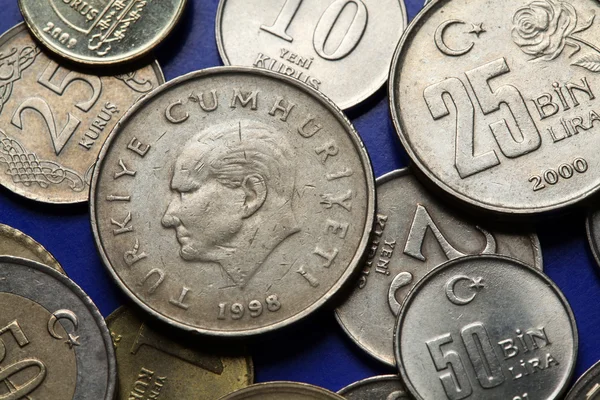 Coins of Turkey. Mustafa Kemal Ataturk — Stock Photo, Image