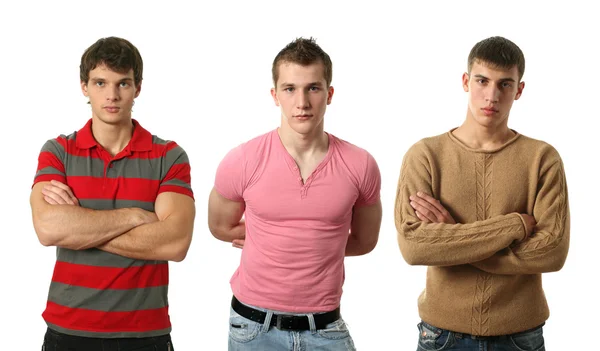 Three young sexy men isolated on white — Stock Photo, Image