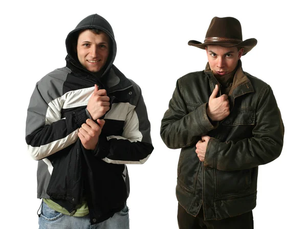 शीतकालीन कपड़े पहनने वाले दो युवा पुरुष — स्टॉक फ़ोटो, इमेज