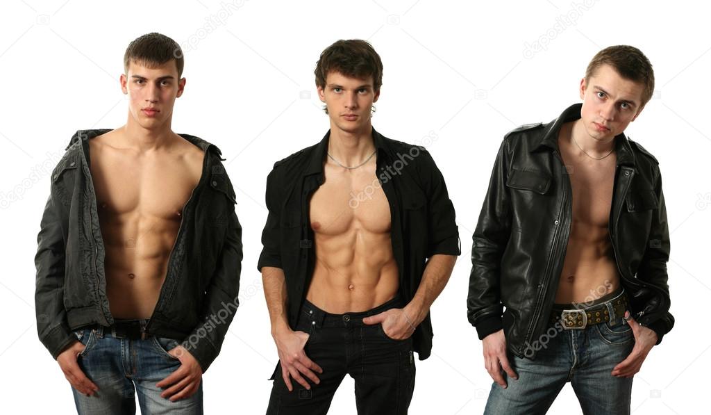 Three young men in undone jackets