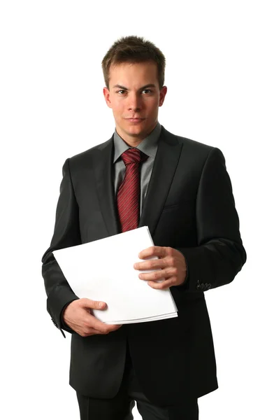 Jeune homme d'affaires avec documents — Photo