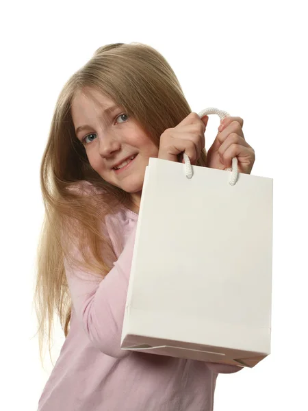 Pretty Girl Holding a Shopping Bag — Stock Photo, Image