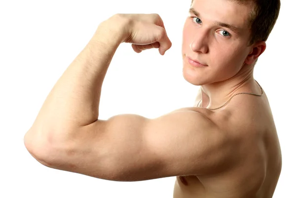 Sexig man visar hans biceps — Stockfoto