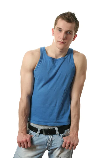 Jonge man in blauw — Stockfoto