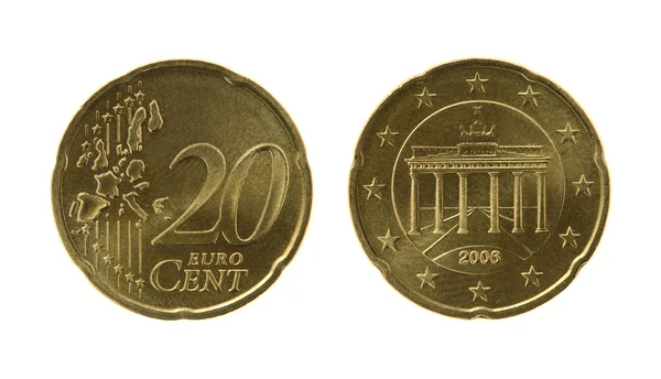 Twenty Eurocents Coin — Stock Photo, Image