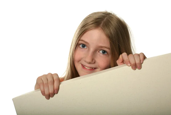 Pretty Girl Over Blank Billboard — Stock Photo, Image