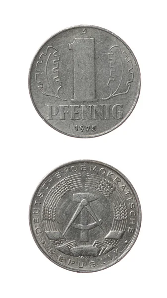 One GDR pfennig coin — Stock Photo, Image