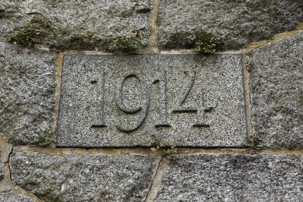 Year 1914 carved in the stone — Stock Photo, Image