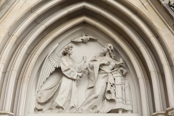 The Annunciation Gothic relief — Stok Foto