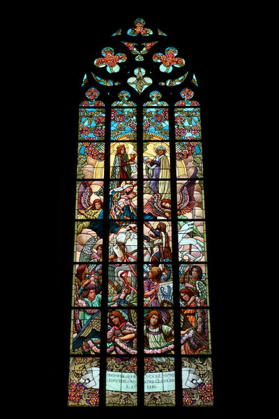 Art Nouveau stained glass window.