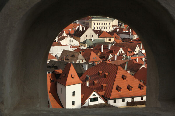 Tiled roofs in Cesky Krumlov, South Bohemia