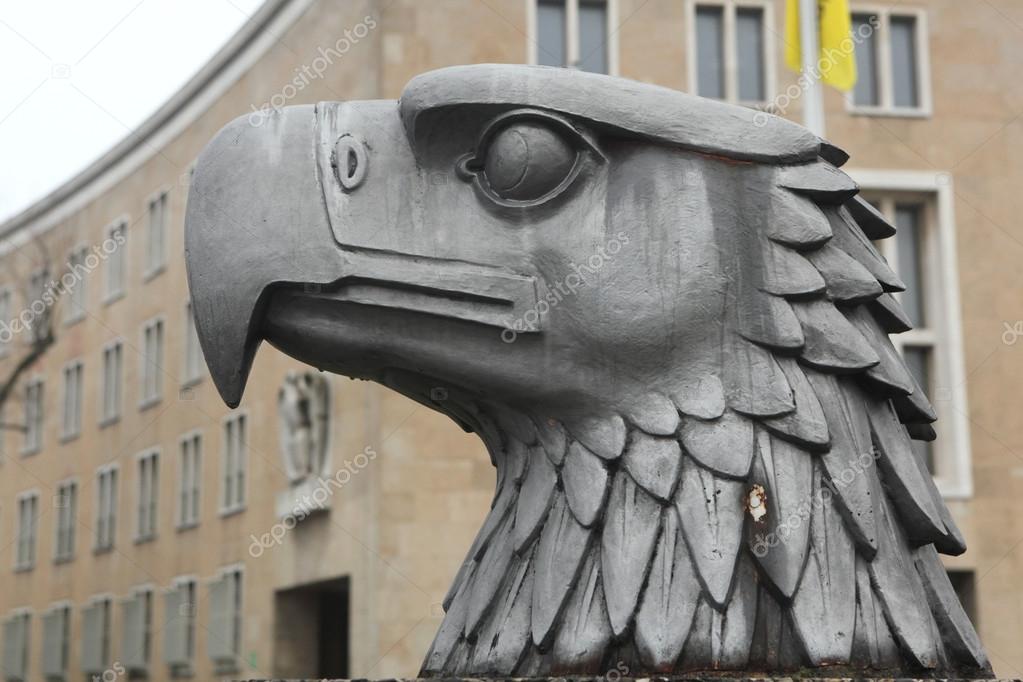 Head of German Eagle in front of the Tempelhof Airport Stock
