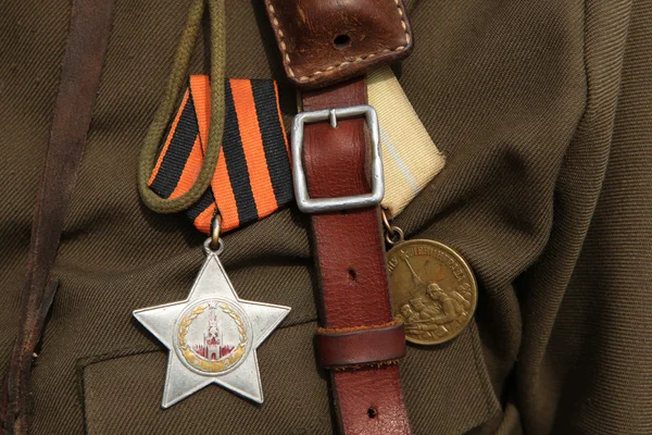 Soviet military decoration on uniform — Stock Photo, Image