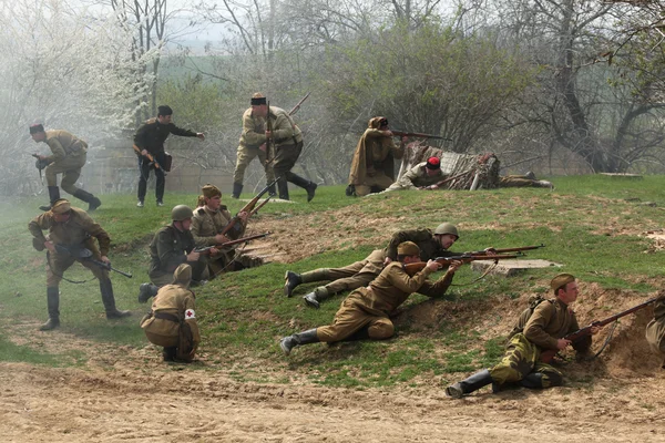 Re-enactment of WWII Battle at Orechov — Stock Photo, Image