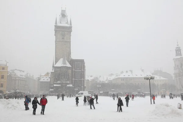 Kraftigt snöfall i Prag — Stockfoto