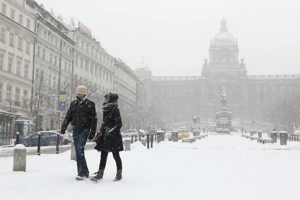 Heavy snowfall in Prague — Stock Photo, Image