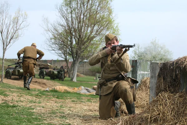 Re-enactment of WWII Battle at Orechov — Stock Photo, Image