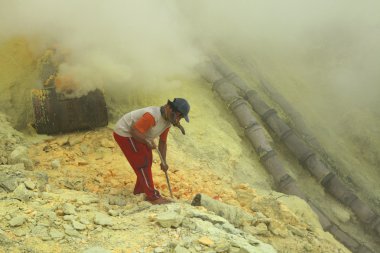 Mayın Kawah Ijen'de Doğu Java-sülfür