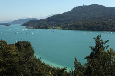 Worthersee Gölü Carinthia, Avusturya.