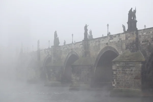 Morning fog over the Charles Bridge — Stock Photo, Image