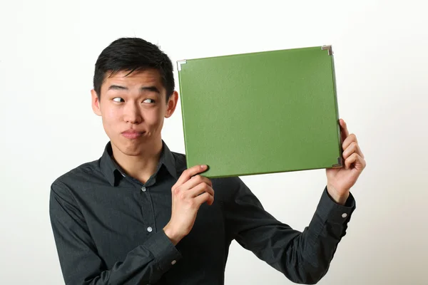 Man showing copy space box — Stock Photo, Image