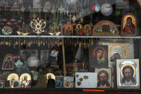 Orthodox icons in a icon shop — Stock Photo, Image