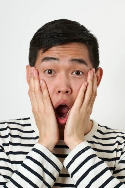 Man covering his face with palms — Stock Photo, Image