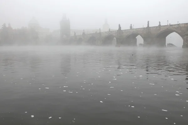 Nebel über der Karlsbrücke — Stockfoto