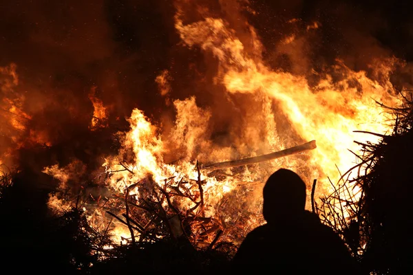 Easter bonfire in Spreewald Region — Stock Photo, Image