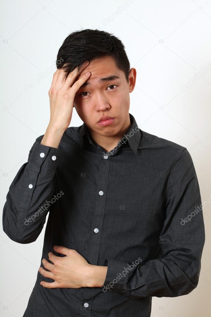 Frustrated Asian man