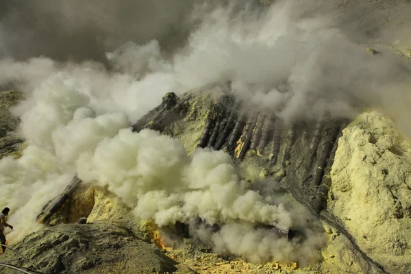 Minas de enxofre Kawah Ijen — Fotografia de Stock