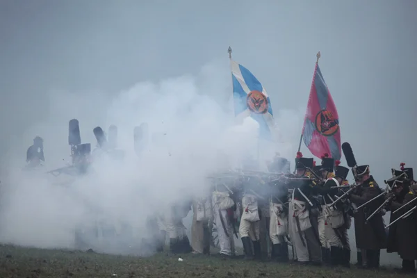 Austerlitz의 전투의 다시 제정 — 스톡 사진