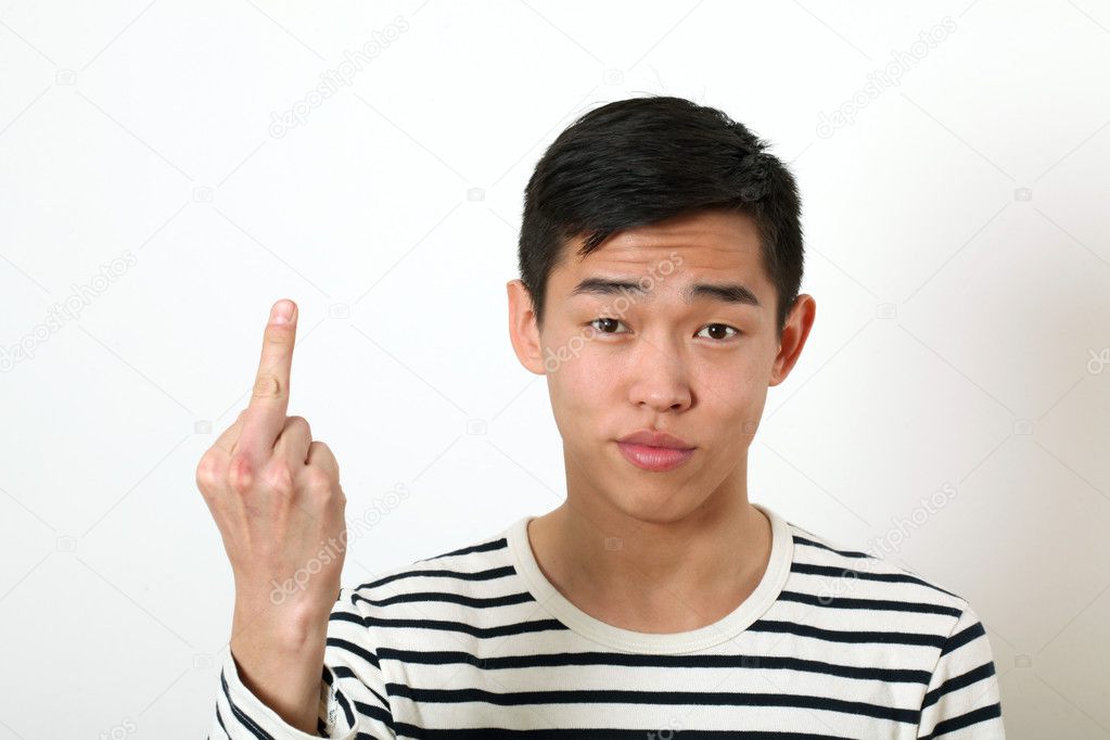 Man giving the middle finger sign
