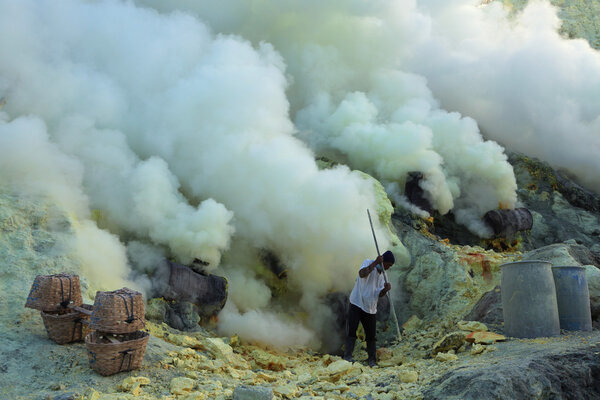 Sulphur mines Kawah Ijen, Indonesia