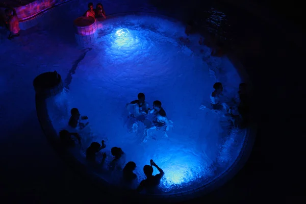 Night party in thermal bath in Budapest — Stock Photo, Image