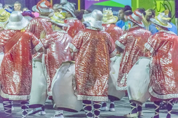 Grupo de Bateristas Candombe en Desfile de Carnaval de Uruguay —  Fotos de Stock