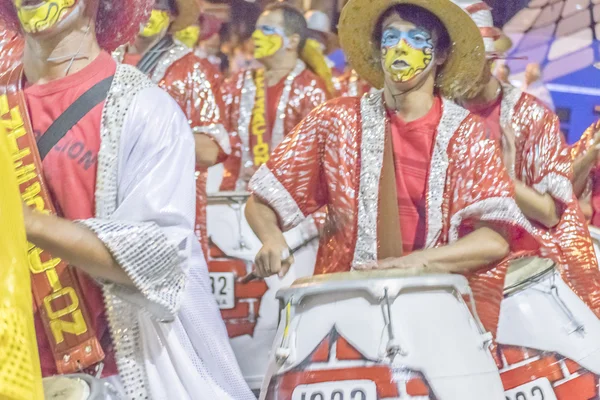 Group of Candombe Drummers at Carnival Parade of Uguay — стокове фото