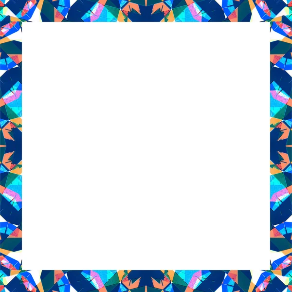 Weißer Rahmen mit scharfem geometrischem, mehrfarbigem Collagenmuster — Stockfoto