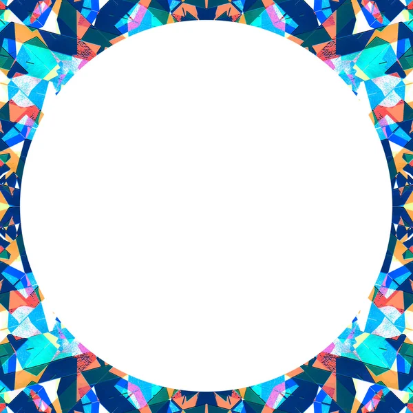 White Frame with Circular Multicolor Collage Pattern Borders