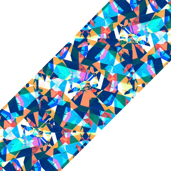 Biała ramka z ostrych geometrycznych kolaż Multicolor pasek Patte — Zdjęcie stockowe