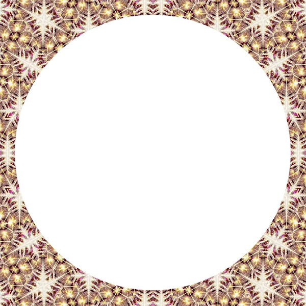 Cadre rond blanc avec bordures géométriques — Photo