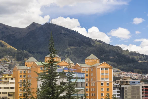 Quito Ekvador binalar ve dağlar kentsel sahne