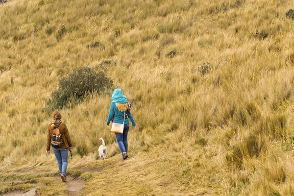 Two Young Women Walking on Meadow — Stock Photo, Image