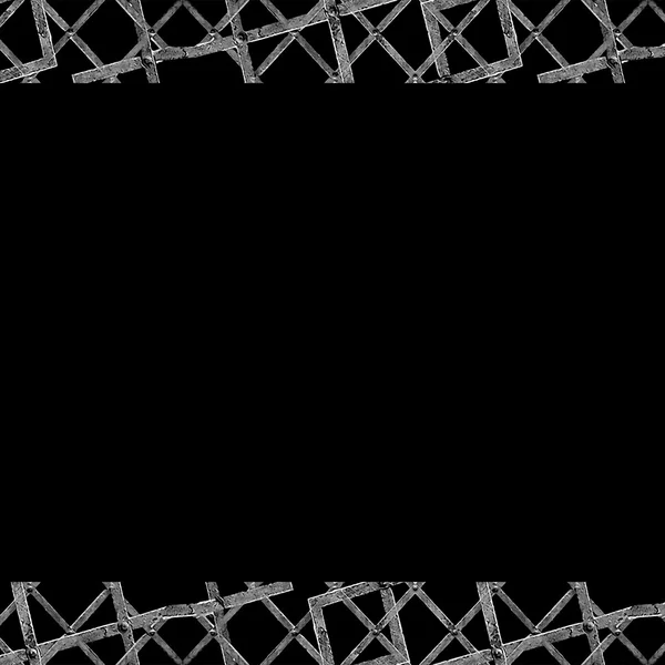 Zwart Frame met geometrische Grunge textuur randen — Stockfoto