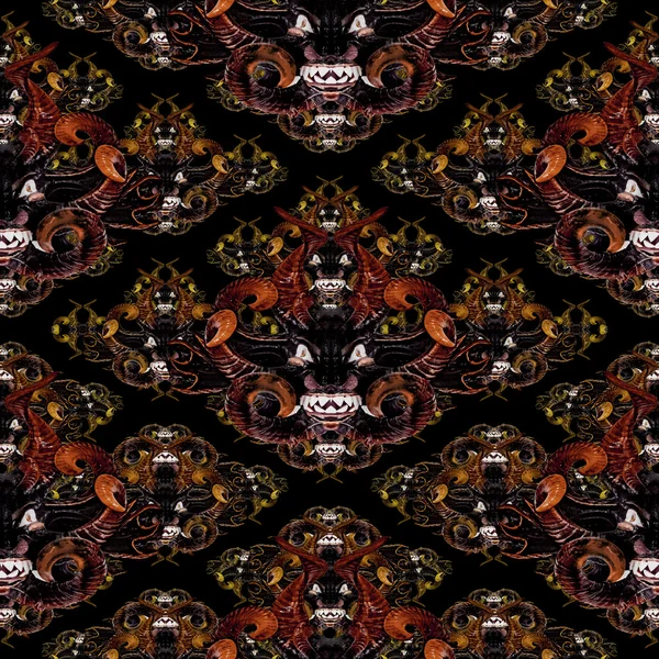 Tribal Demons Motif Seamless Pattern — Zdjęcie stockowe