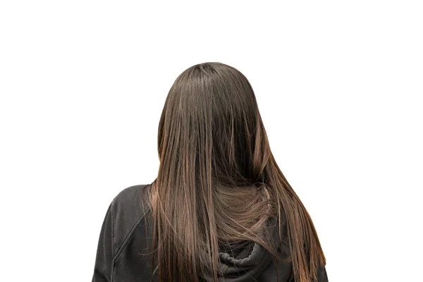 Isolado Back View Mulher Cabelo Longo — Fotografia de Stock