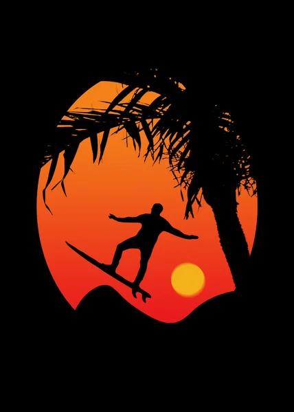 Muž surfování na slunce grafické ilustrace — Stock fotografie