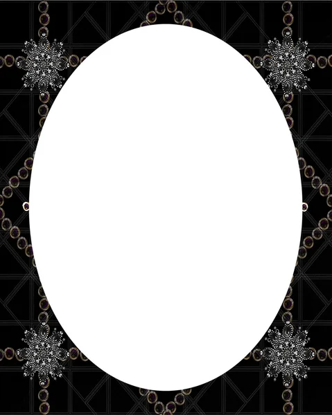 Circle White Frame Background with Decorated Borders — Stock Photo, Image