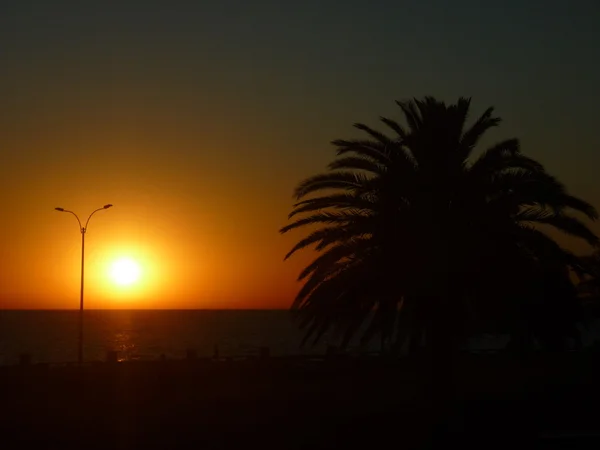 Montevideo Boardwalk scéna při západu slunce — Stock fotografie